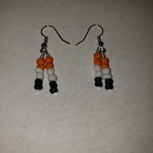 Dangle earrings; orange, white, and green.