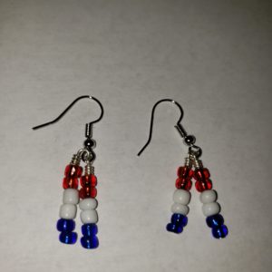 Dangle earrings; red, white, and blue