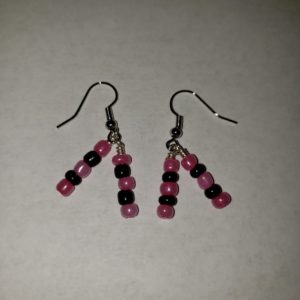 Dangle earring; pink and black