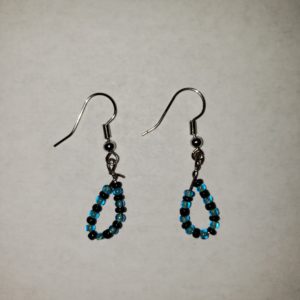 Blue-green and black loop earrings